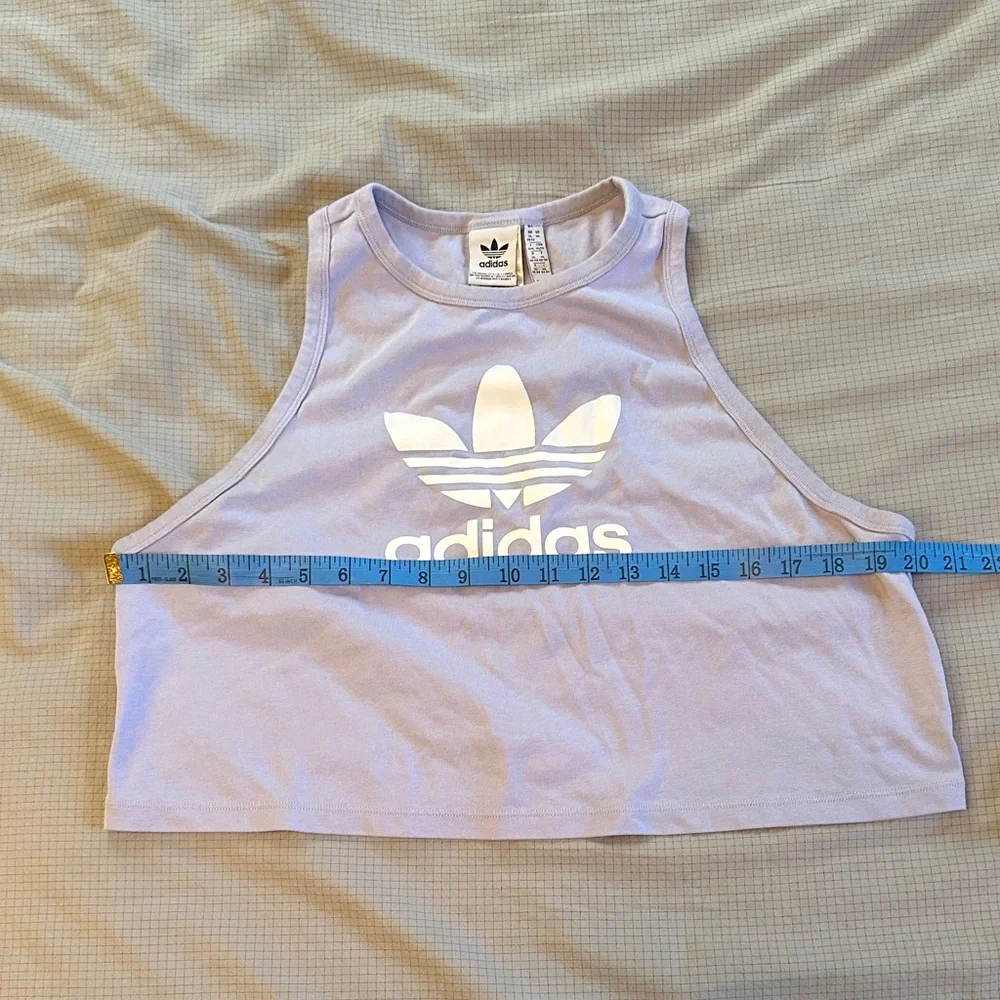 Adidas Originals Pastel Purple Tree Foil Crop Tank Top - Picture 2 of 6